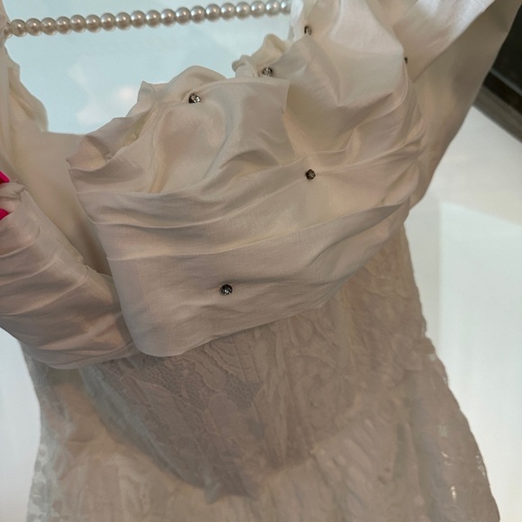 BRIDE / WEDDING / REHEARSAL / AFTER PARTY LACE OFF THE SHOULDER DRESS - Picture 4 of 6